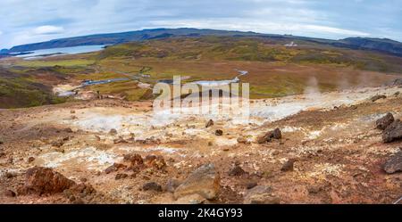 Erdwärme Seltun in Krysuvik, Halbinsel Reykjanes, Island Stockfoto