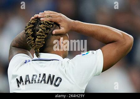 Madrid, Spanien. 02. Oktober 2022. Mariano Diaz von Real Madrid während des La Liga-Spiels zwischen Real Madrid und CA Osasuna spielte im Santiago Bernabeu Stadion am 2. Oktober 2022 in Madrid, Spanien. (Foto von Ruben Albarran/PRESSIN) Quelle: PRESSINPHOTO SPORTS AGENCY/Alamy Live News Stockfoto