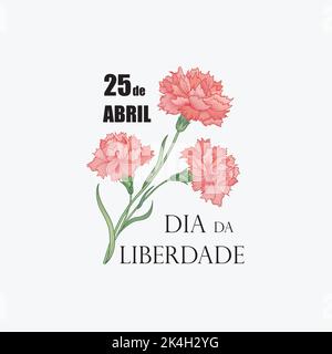 Portugal Freedom Day. 25. April Nationalfeiertag der Nelkenrevolution. Vektorgrafik für portugiesische Feiertage. Stock Vektor