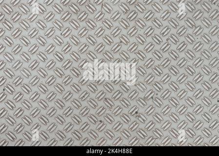 Stahl Checkerplate Metallblech von Fabrik Bodenbelag, Anti-Rutsch-Plattform Boden für technische Materialien. Metallic Sheet Oberfläche Textur Hintergrund Stockfoto