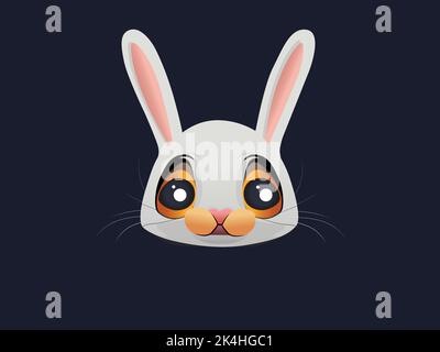 Liebenswert osterhase, Kaninchen Gesicht Vektor Illustration. Lustige Cartoon-Stil Charakter-Design für Web, Poster, Aufkleber, Zeitschriften. Stock Vektor