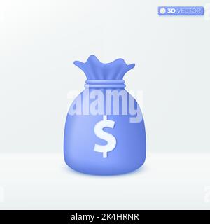 Geldbeutel Symbolsymbole. Finanzen, Investitionen, Geldeinsparungen, wachsendes Geschäftskonzept. 3D Vektor isoliertes Illustrationsdesign. Cartoon Pastell Minimal Stock Vektor