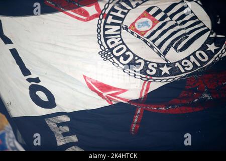 Sao Paulo, Brasilien. 01. Oktober 2022. Flagge während des Spiels zwischen Corinthians und Cuiaba in der Neo Quimica Arena in Sao Paulo, Brasilien, Brasilianisch, Foto: fernando roberto/spp (Fernando Roberto/SPP) Kredit: SPP Sport Pressefoto. /Alamy Live News Stockfoto