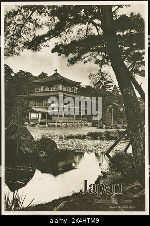 Schwarz-Weiß Vintage Japanese Government Railways Schwarz-Weiß Reiseplakat von Kinkakuji oder Golden Pavilion, einem Zen-Tempel in Kyoto, Japan Stockfoto