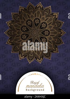 Luxus floralen und ornamentalen Mandala Hintergrund mit goldener Farbe für Druck und Dekoration, Einladung, Flyer, Menü, Broschüre, Postkarte, Tapete. Stock Vektor