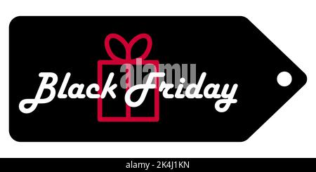 Discount Tag Black Friday. Aktionsgutschein. Flache Vektorgrafik. Stock Vektor