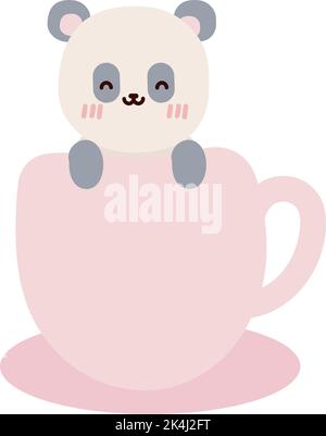 panda auf Tasse Kawaii Stock Vektor