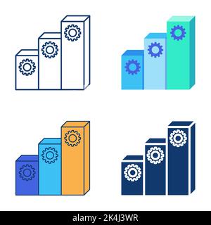 Symbol für die Skalierbarkeit der Software im flachen und linigen Stil. Skalierbares Systemkonzept. Vektorgrafik. Stock Vektor