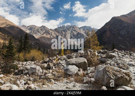 Landschaft über dem Ala Archa Pass, Kirgisistan. Stockfoto