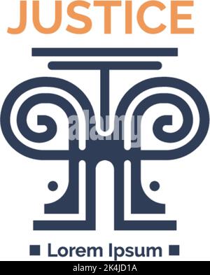 Gerechtigkeit und Gesetzgebung, Logo des Schulvektors Stock Vektor