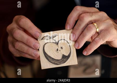 Nähere Informationen zu einem Workshop zur Druck- und Druckherstellung im Weald & Downland Living Museum in Chichester, West Sussex, Großbritannien. Stockfoto