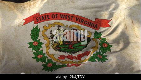 Alte Flagge des Bundesstaates West Virginia, Vereinigte Staaten von Amerika Stockfoto