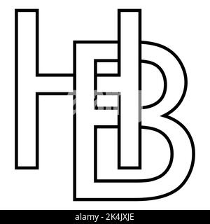 Logo Zeichen hb bh Symbol nft Zeilensprungbuchstaben b h. Stock Vektor