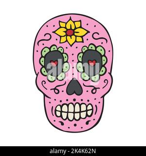 Vektor Hand gezeichnete Doodle Skizze farbigen mexikanischen Zucker Schädel isoliert auf weißem Hintergrund Stock Vektor