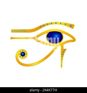 Goldenes Auge des horus. Mystisches ägyptisches gottessymbol Stock Vektor