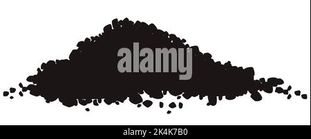 Schwarze Silhouette von Erdhaufen oder Bauschutt isoliert auf weißem Hintergrund. Vektordesign-Element. Stock Vektor
