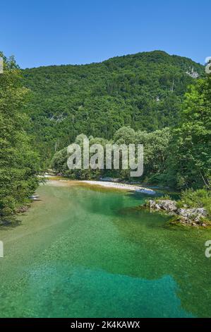 Fluss Sava Bohinjka, Nationalpark Triglav, Slowenien Stockfoto