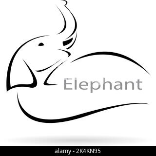 Vektorbild eines Elefanten auf weißem Hintergrund. Leicht editierbare Vektorgrafik mit Ebenen. Wilde Tiere. Stock Vektor