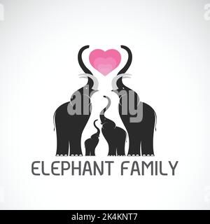 Vektor der Familie Elefanten und rosa Herz auf weißem Hintergrund, Wild Tiere, leicht bearbeitbare geschichteten Vektor-Illustration. Stock Vektor
