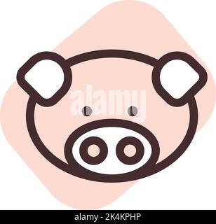 Brauner Schweinekopf, Illustration, Vektor auf weißem Hintergrund. Stock Vektor