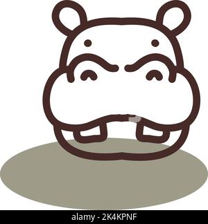 Braunes Nilpferd, Illustration, Vektor auf weißem Hintergrund. Stock Vektor