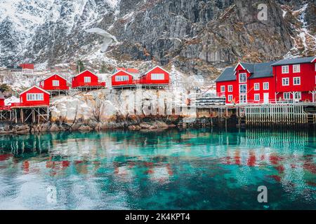 Dorf genannt A auf den Lofoten Inseln, Norwegen. Stockfoto