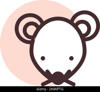 Brauner Mauskopf, Illustration, Vektor auf weißem Hintergrund. Stock Vektor