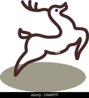 Brown Deer springen, Illustration, Vektor auf weißem Hintergrund. Stock Vektor