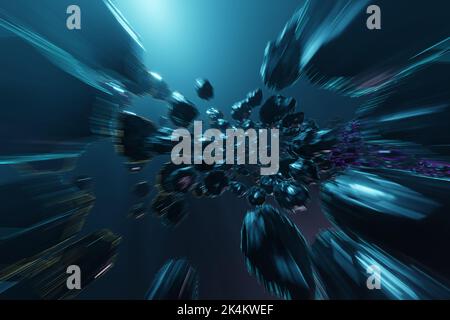 Schöne abstrakte Galaxie seltsame sn Licht Wüste Nachtszene. 3D Rendering Illustration Hintergrund Muster für Design Stockfoto