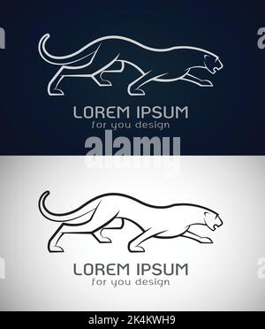 Vektorbild des Panther-Designs auf weißem Hintergrund und dunkelblauem Hintergrund, Logo, Symbol. Leicht editierbare Vektorgrafik mit Ebenen. Wilde Tiere. Stock Vektor