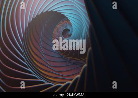Schöne abstrakte bunte Wirbel goldenen Schnitt Hintergrund. Dynamische Starburst-Welle. 3D Rendering Illustration Hintergrund Muster für Design. Stockfoto