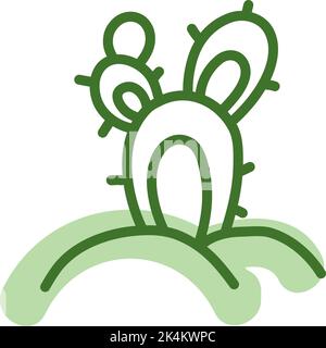 Kaktus mit grünen Hasenohren, Illustration, Vektor auf weißem Hintergrund. Stock Vektor
