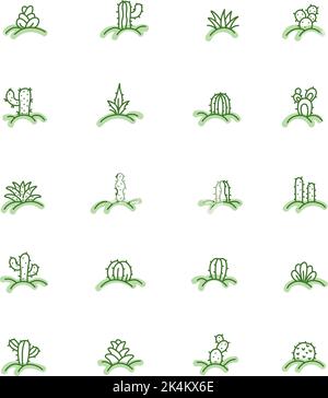 Kakteen und Sukkulenten, Illustration, Vektor auf weißem Hintergrund. Stock Vektor