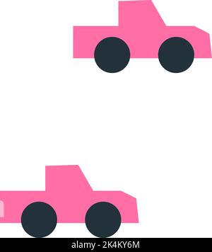 Zwei rosafarbene Autos, Illustration, Vektor auf weißem Hintergrund. Stock Vektor