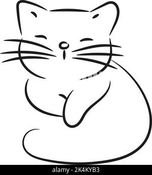 Katze ruht, Illustration, Vektor auf weißem Hintergrund. Stock Vektor