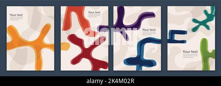 Set Poster Copy Space.Kreative moderne Layout-Vorlage in minimalistischem Stil mit geschwungenen Formen gesetzt. Hintergründe Broschürenumschläge oder Webseiten Stock Vektor