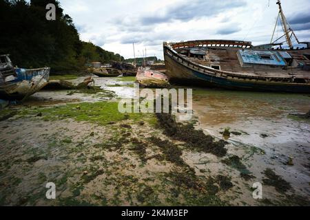 Der Friedhof der Segelschiffe und Boote in Pin Mill, Suffolk Stockfoto