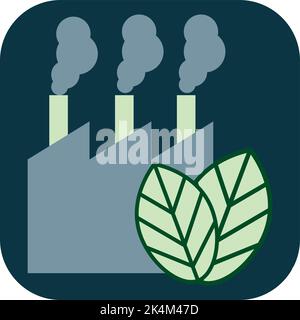 Fabrik mit Blättern, Illustration, Vektor auf weißem Hintergrund. Stock Vektor