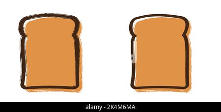 Brotscheiben-Symbol oder -Symbol. Flacher Vektor Brote Piktogramm. Cartoon Sandwich-Zeichen. Stockfoto