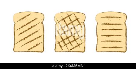 Geröstete Brotscheiben. Brotscheiben-Symbol oder -Symbol. Flacher Vektor Brote Piktogramm. Cartoon Sandwich-Zeichen. Stockfoto