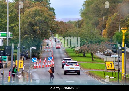 Straßenarbeiten an der A82 großen Westernkröte Glasgow, Schottland, Großbritannien Stockfoto