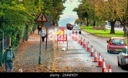 Straßenarbeiten an der A82 großen Westernkröte Glasgow, Schottland, Großbritannien Stockfoto