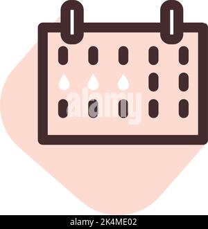 Menstruationskalenderverfolgung, Illustration, Vektor auf weißem Hintergrund. Stock Vektor
