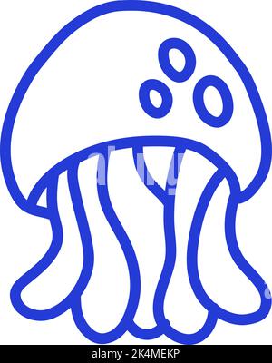 Blaue Meerqualle, Illustration, Vektor auf weißem Hintergrund. Stock Vektor