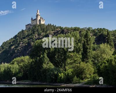 Schloss Marksburg am Rhein bei Braubach, Deutschland Stockfoto