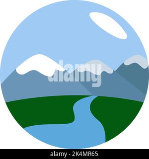 Fluss in den Bergen, Illustration, Vektor auf weißem Hintergrund. Stock Vektor