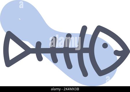 Meeresfischknochen, Illustration, Vektor auf weißem Hintergrund. Stock Vektor