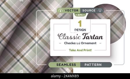 Military Tartan Nahtloses Muster, militärische Textur, karierte schottische Qualität Stock Vektor