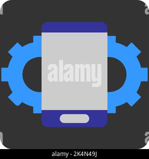 Einstellungen für die mobile Entwicklung, Illustration, Vektor auf weißem Hintergrund. Stock Vektor