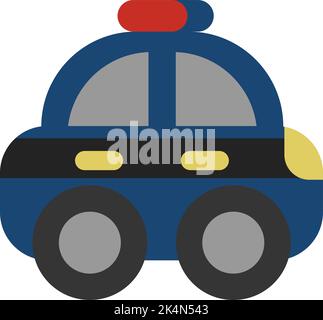 Blaues Polizeiauto, Illustration, Vektor auf weißem Hintergrund. Stock Vektor